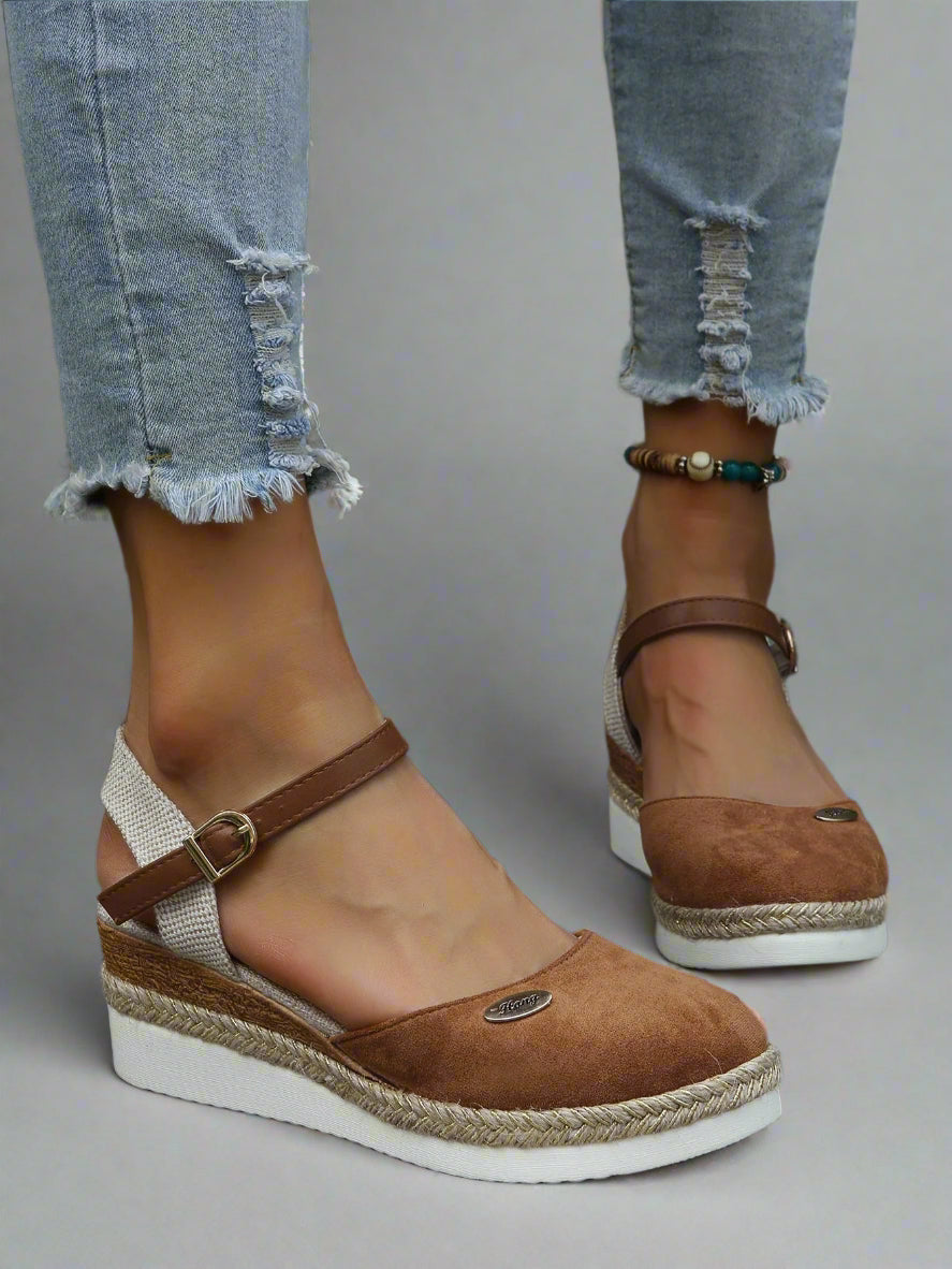 Women Comfortable Platform Espadrille Sandals | Closed Toe Strap