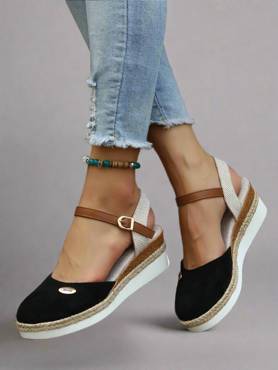 Women Comfortable Platform Espadrille Sandals | Closed Toe Strap