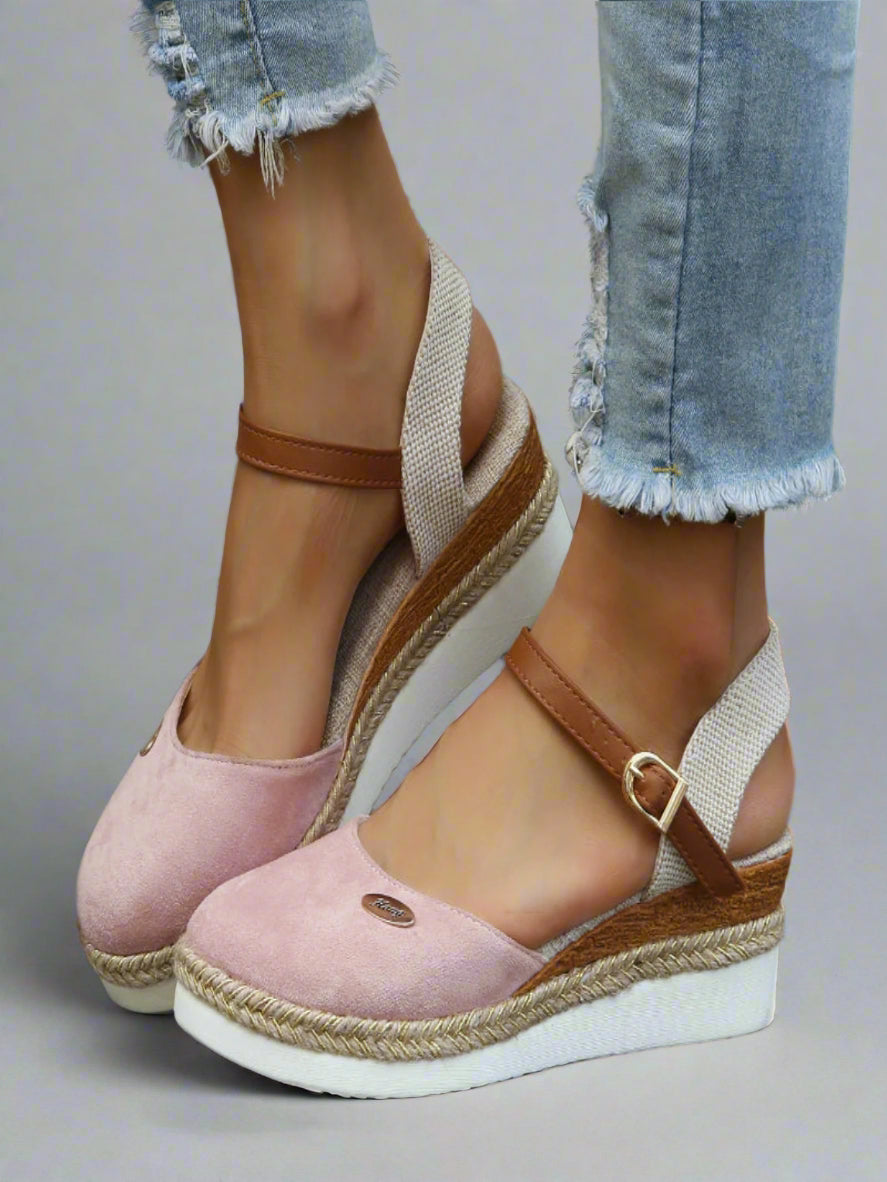 Women Comfortable Platform Espadrille Sandals | Closed Toe Strap