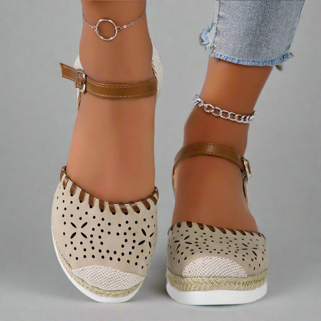 Women’s Comfortable Espadrille Sandals | Closed Toe Wedge Ankle Strap