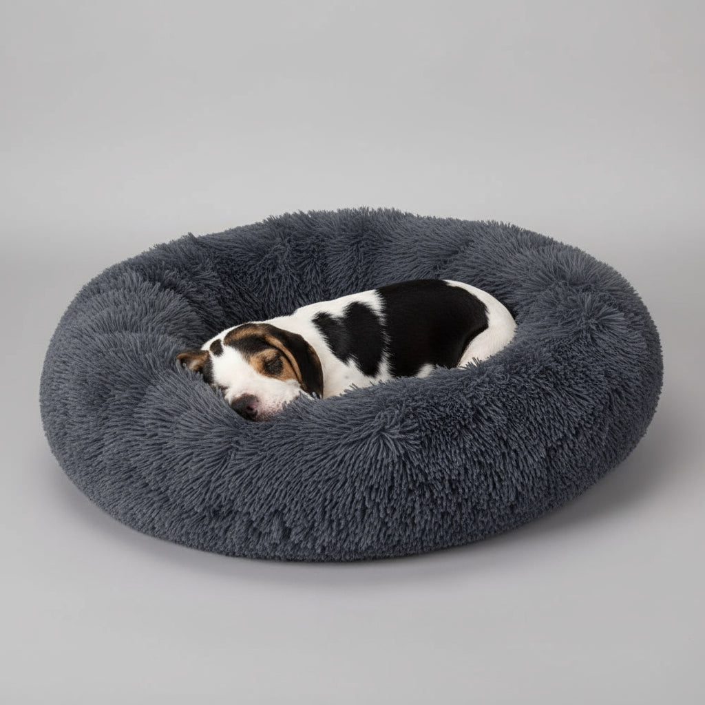 Pet Bed Calming Round Plush Washable Anti Anxiety