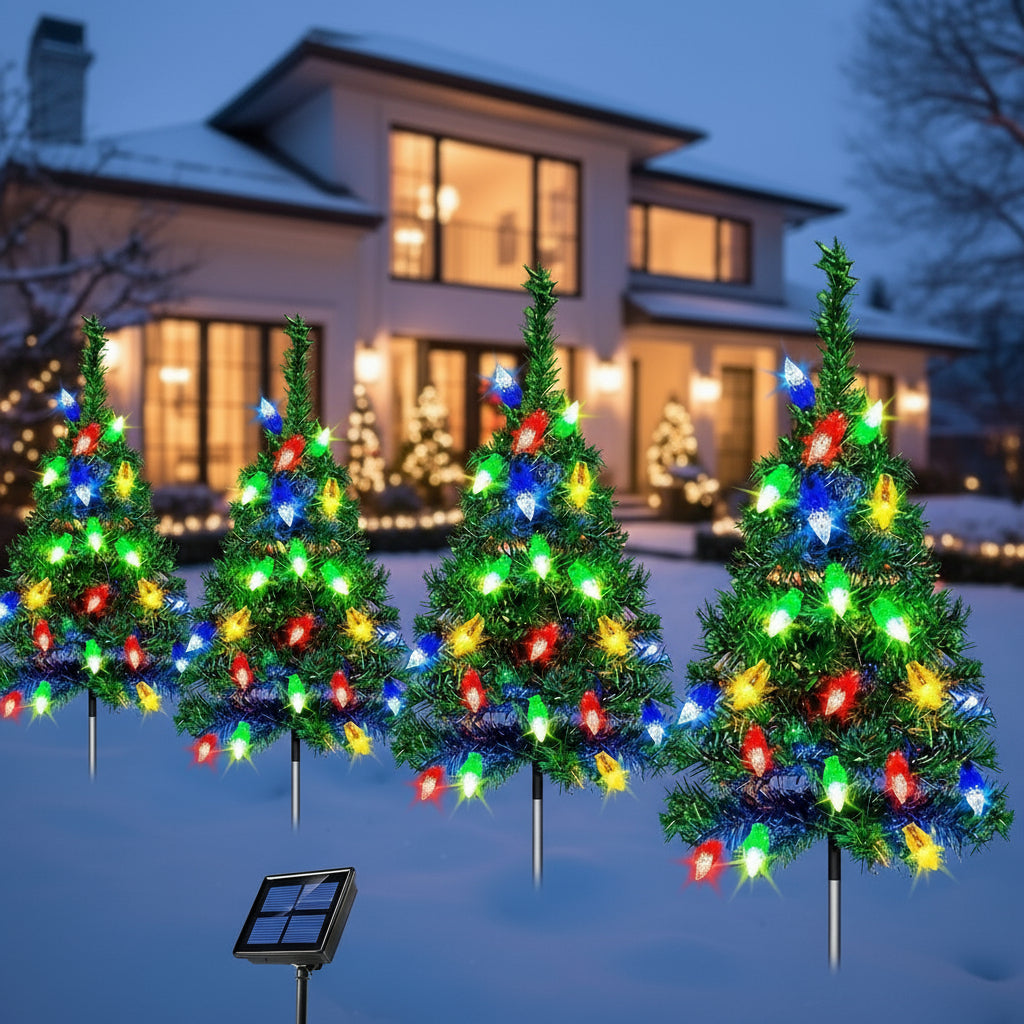 Christmas Tree Solar Outdoor Lights Garden Holiday Decor