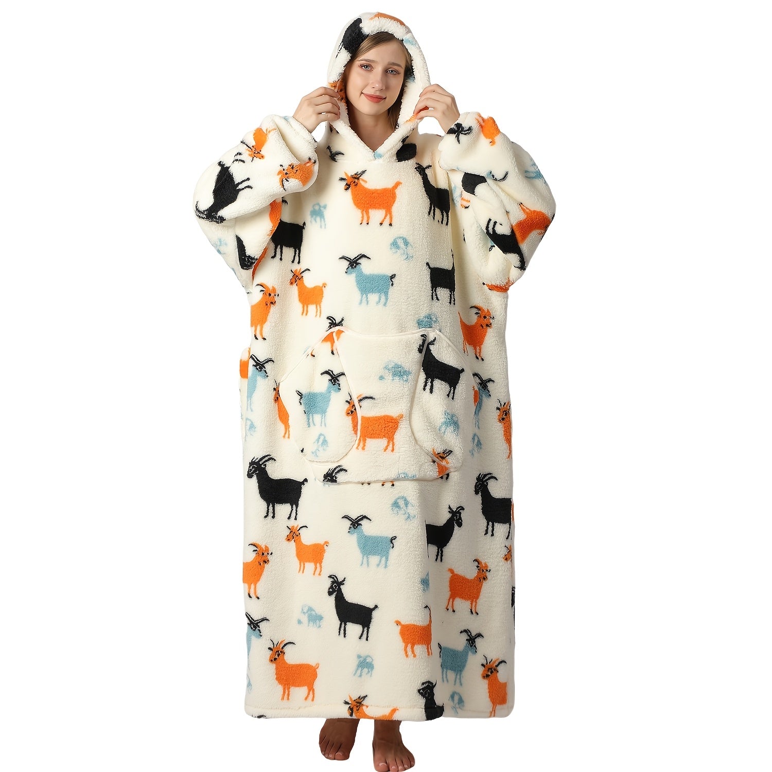 Oversized Blanket Hoodie Cozy Wearable Fleece Blanket
