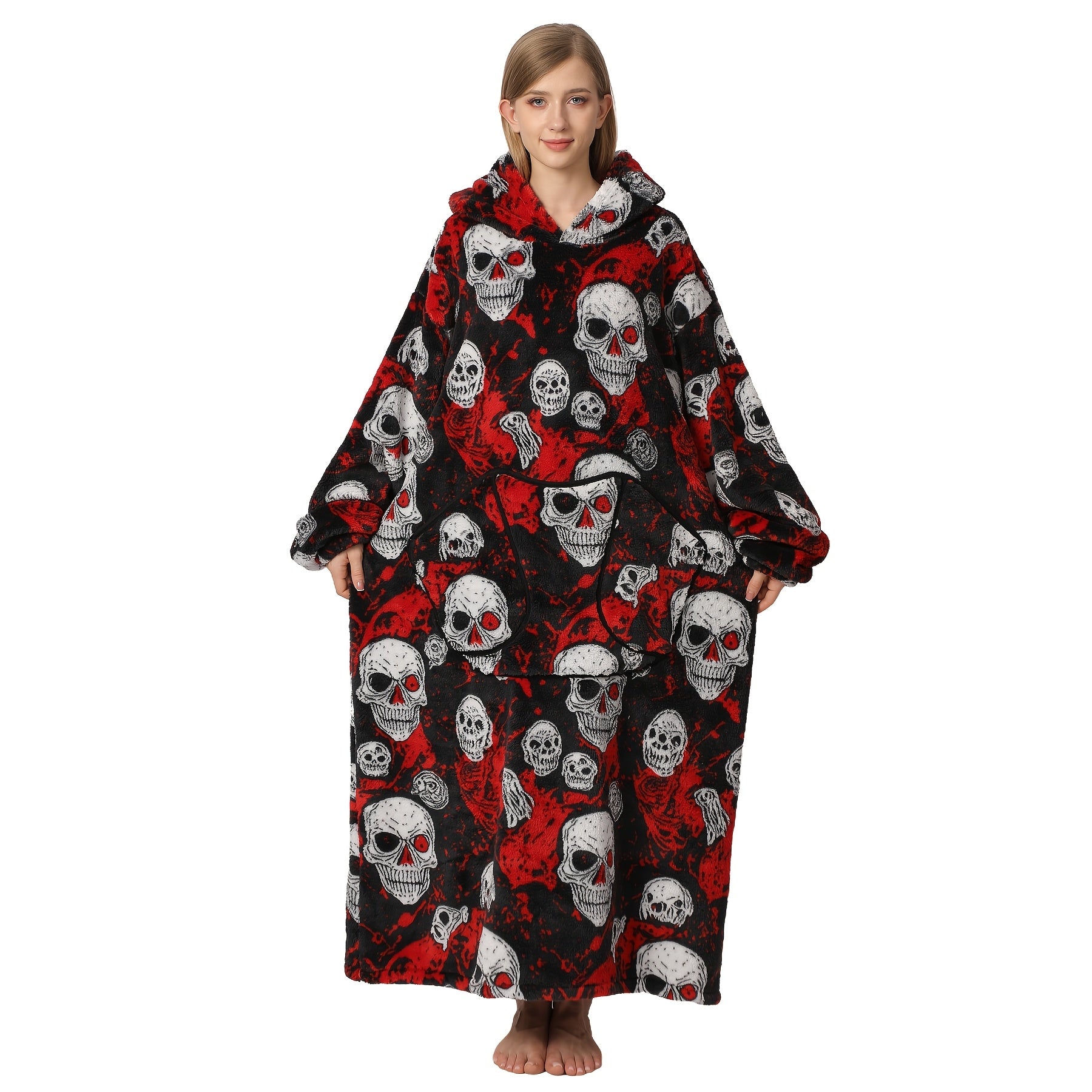 Oversized Blanket Hoodie Cozy Wearable Fleece Blanket