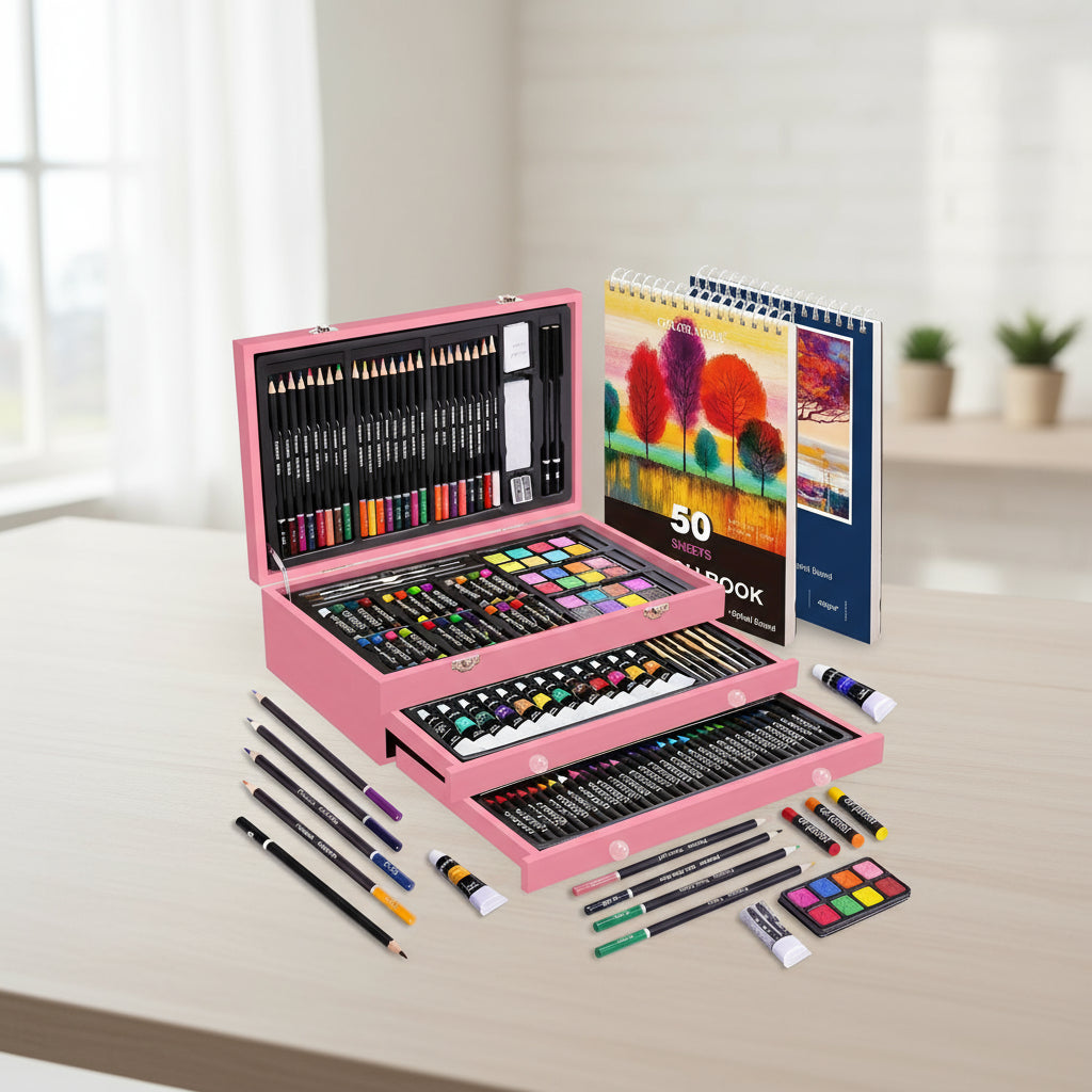 Art Supplies Gift Set Wooden Painting Kit for Kids and Adults