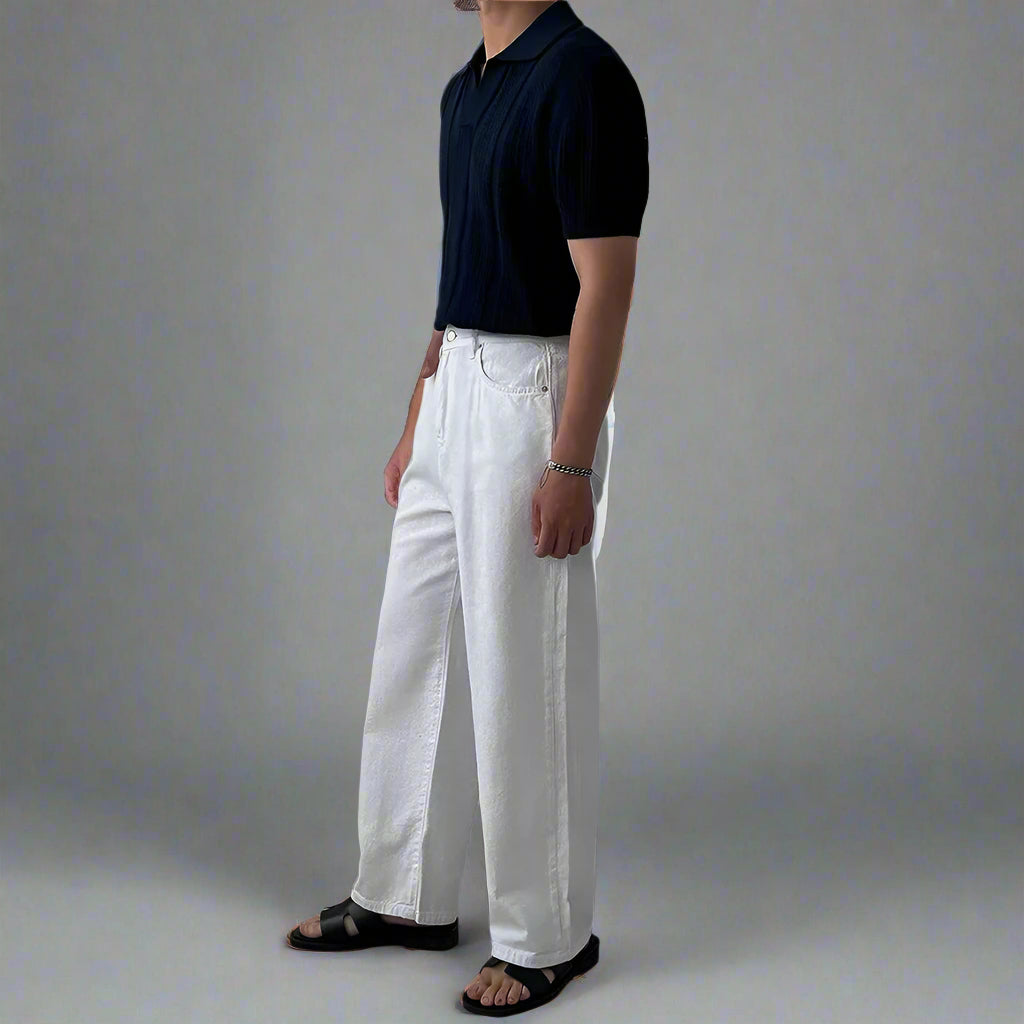 Men’s Retro Knit Polo Shirt | Slim Fit Short Sleeve