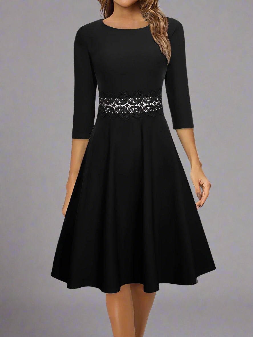 Women’s Elegant Lace A-Line Cocktail Dress | Midi