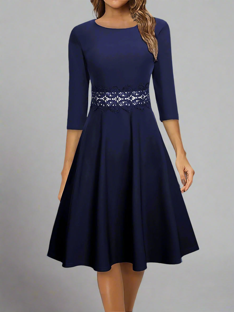 Women’s Elegant Lace A-Line Cocktail Dress | Midi