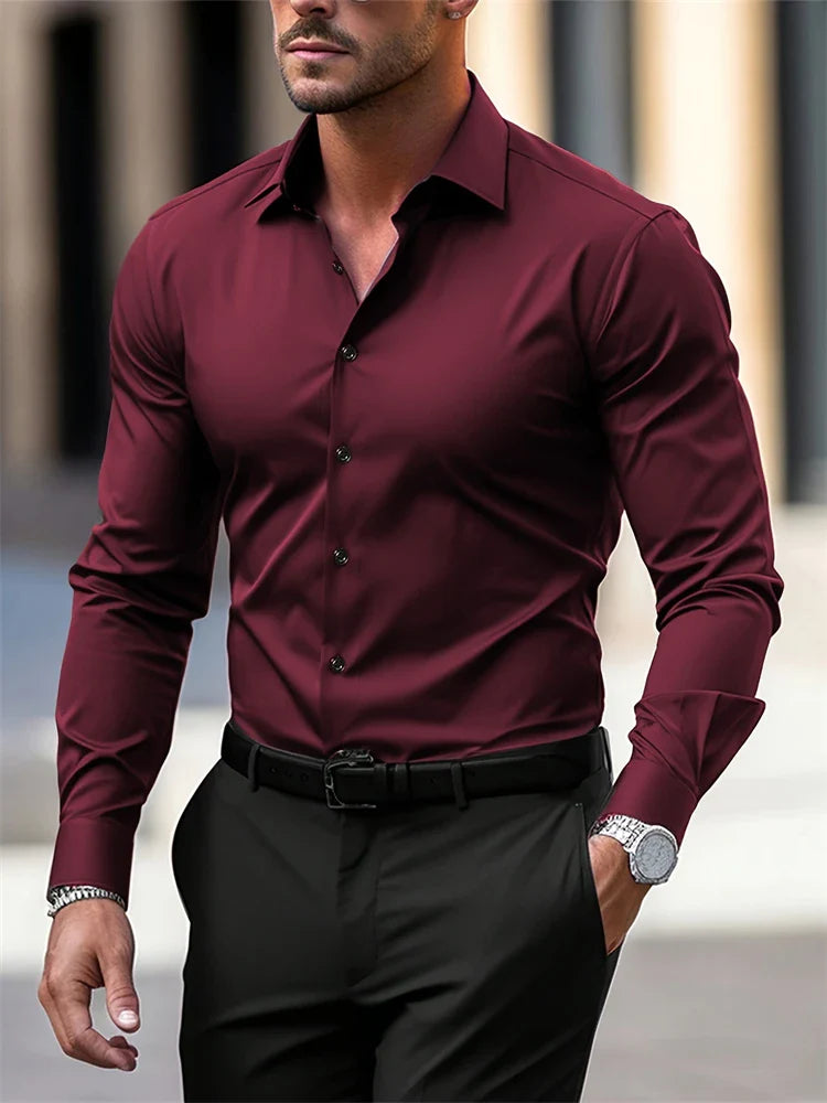 Men's Slim Fit Long Sleeve Shirt | Dress Casual Style