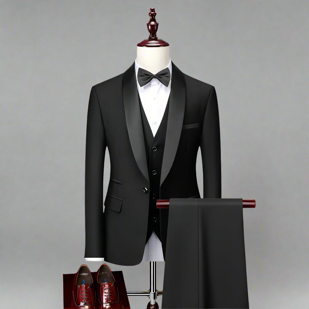 Men’s Slim Fit Tuxedo Suit | 3 Piece Black Tie Formalwear