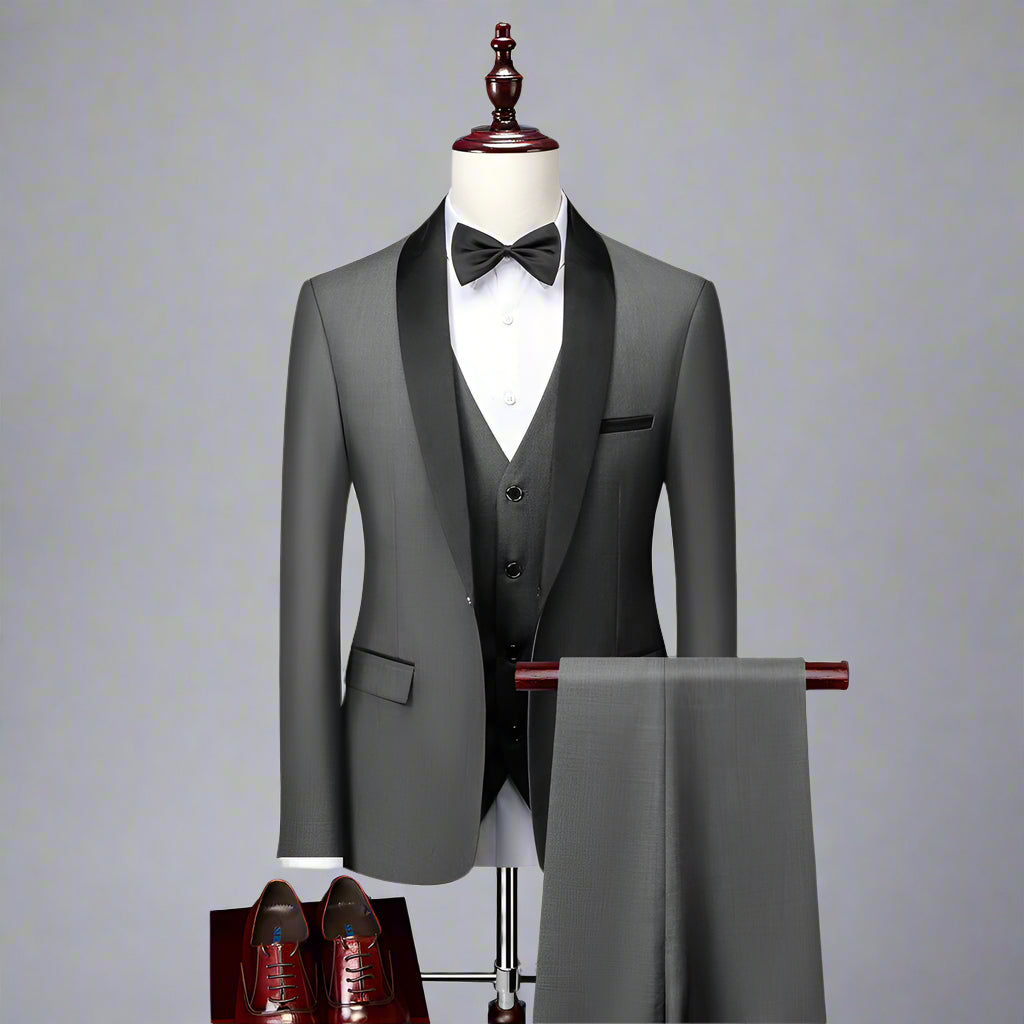 Men’s Slim Fit Tuxedo Suit | 3 Piece Black Tie Formalwear