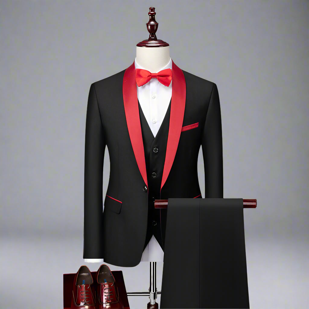 Men’s Slim Fit Tuxedo Suit | 3 Piece Black Tie Formalwear