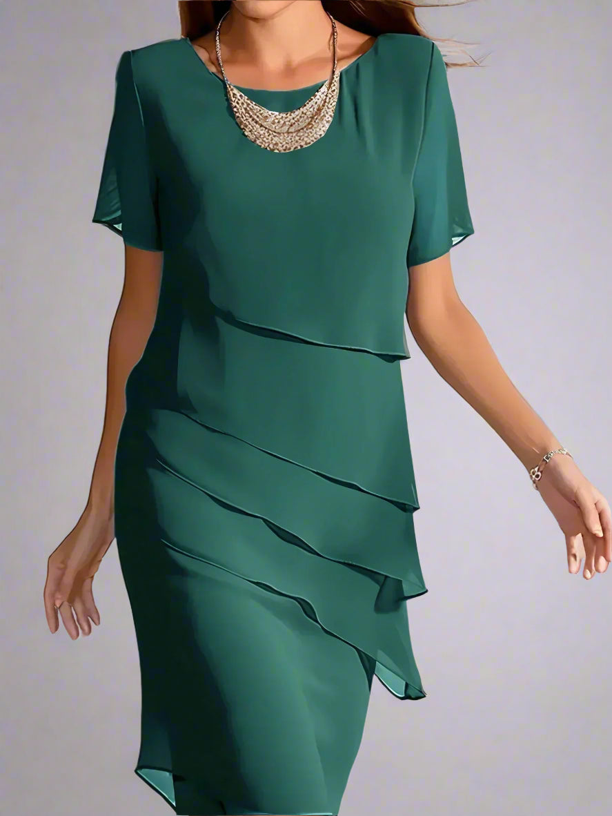 Women's Wedding Guest Chiffon Cocktail Dress | Midi