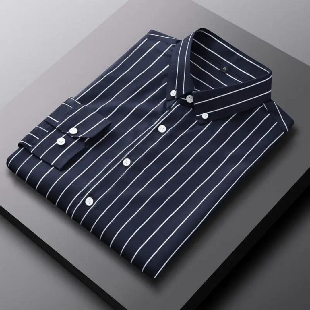 Men’s Striped Long Sleeve Shirt | Slim Fit Button-Up