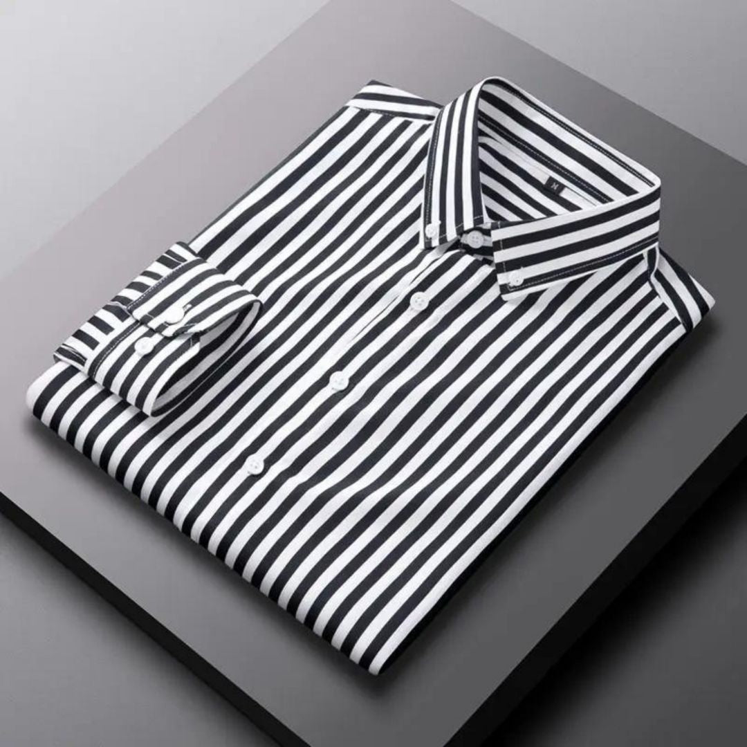 Men’s Striped Long Sleeve Shirt | Slim Fit Button-Up