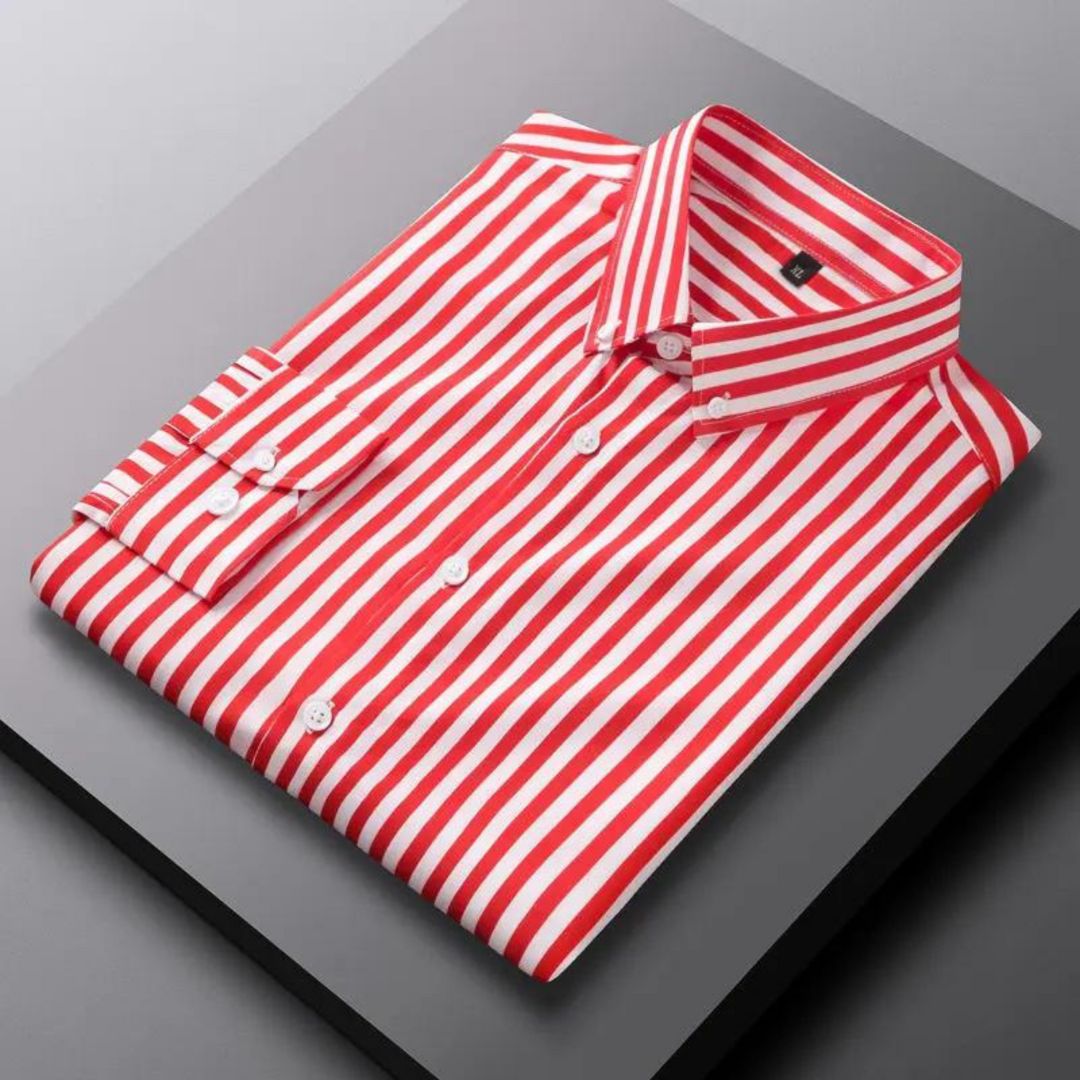 Men’s Striped Long Sleeve Shirt | Slim Fit Button-Up