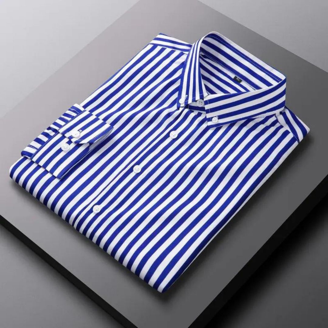 Men’s Striped Long Sleeve Shirt | Slim Fit Button-Up