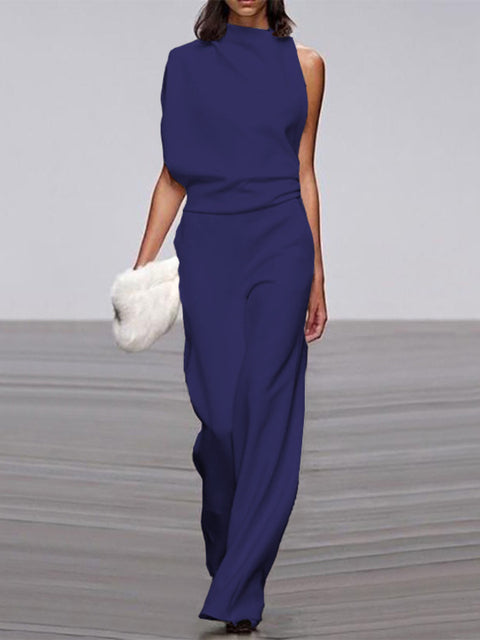 Women’s Formal Sleeveless Jumpsuit | High Neck Wide Leg