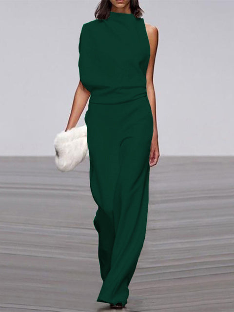 Women’s Formal Sleeveless Jumpsuit | High Neck Wide Leg