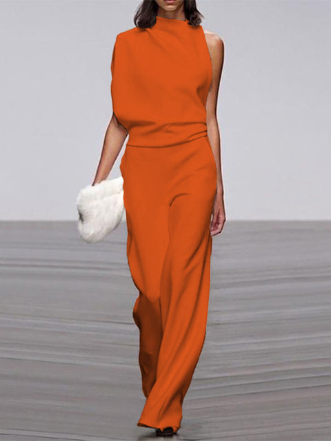 Women’s Formal Sleeveless Jumpsuit | High Neck Wide Leg
