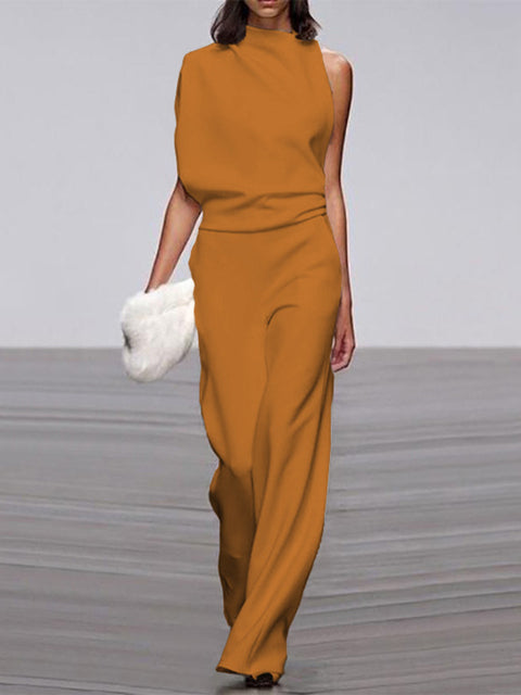 Women’s Formal Sleeveless Jumpsuit | High Neck Wide Leg