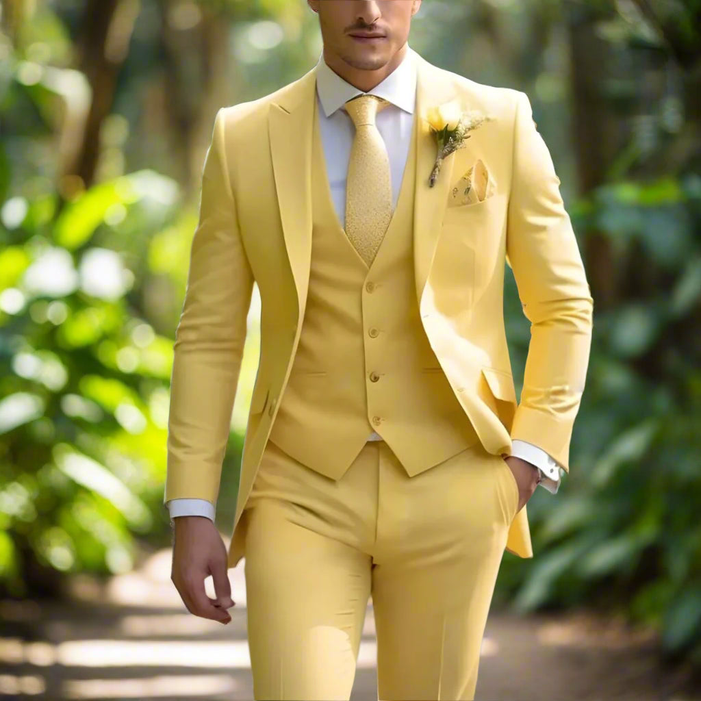 Men’s Slim Fit Wedding Three Piece Suit | Formal Summer Style