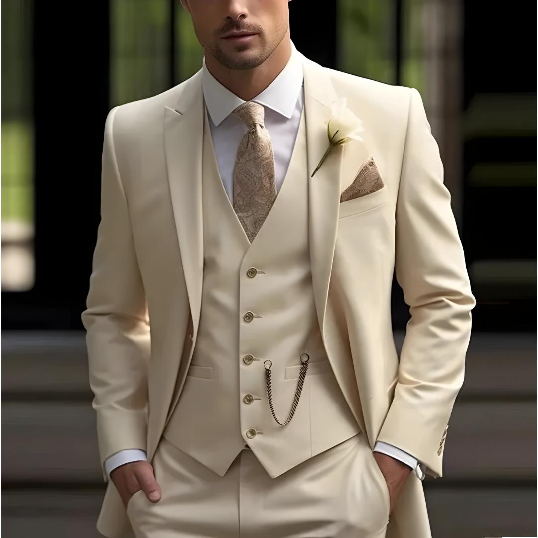 Men’s Slim Fit Wedding Three Piece Suit | Formal Summer Style
