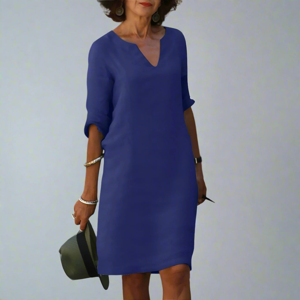 Women’s Casual Summer Shift Dress | V Neck Short Sleeve Mini