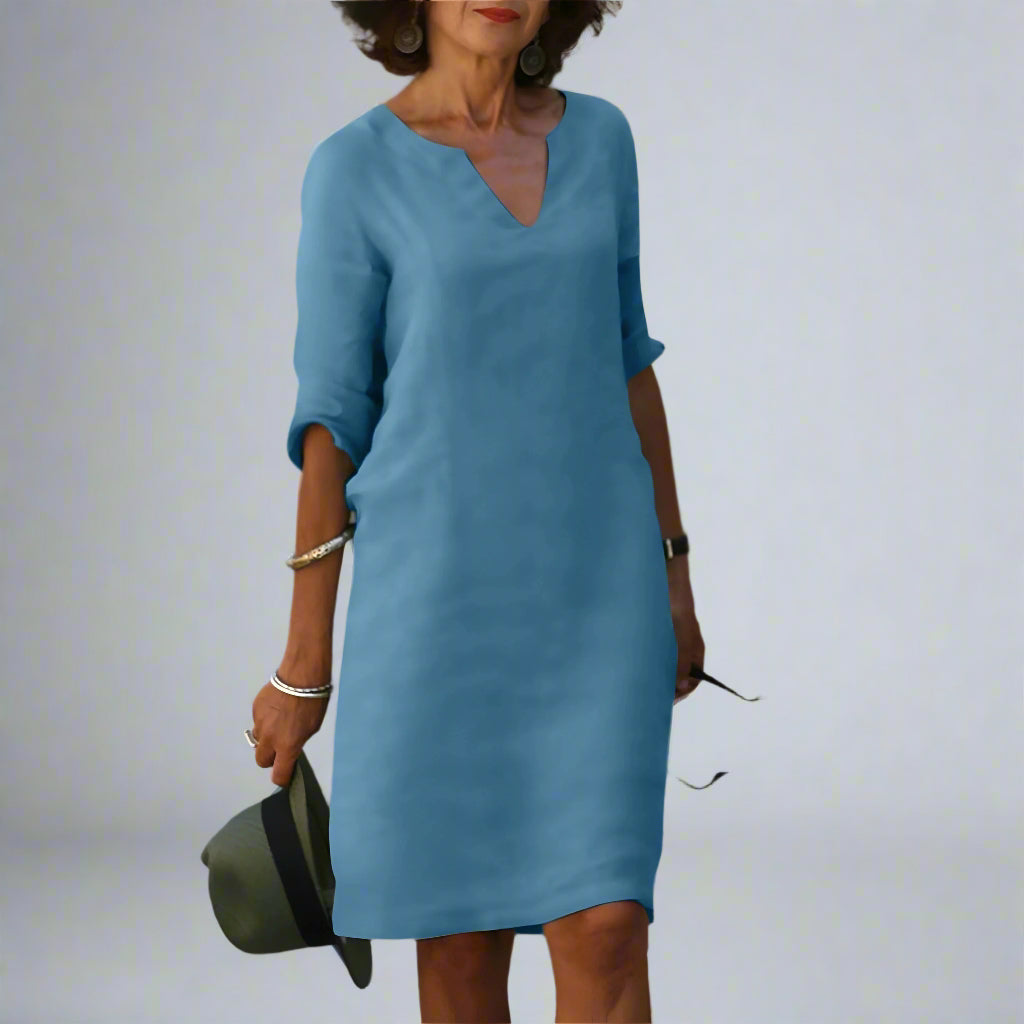 Women’s Casual Summer Shift Dress | V Neck Short Sleeve Mini