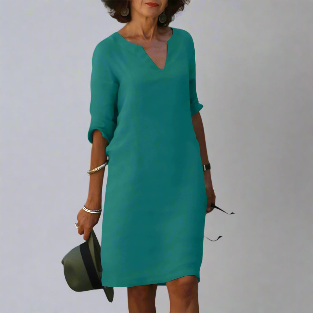 Women’s Casual Summer Shift Dress | V Neck Short Sleeve Mini