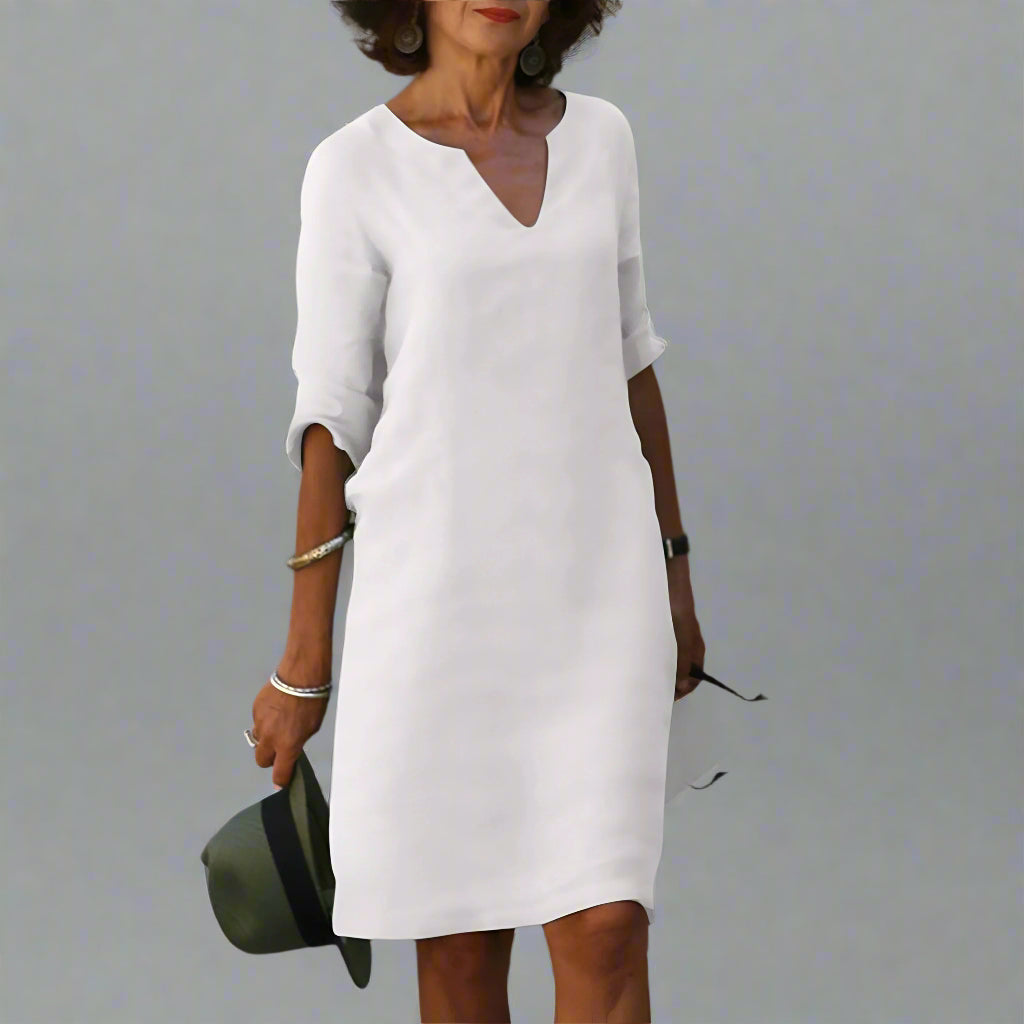 Women’s Casual Summer Shift Dress | V Neck Short Sleeve Mini