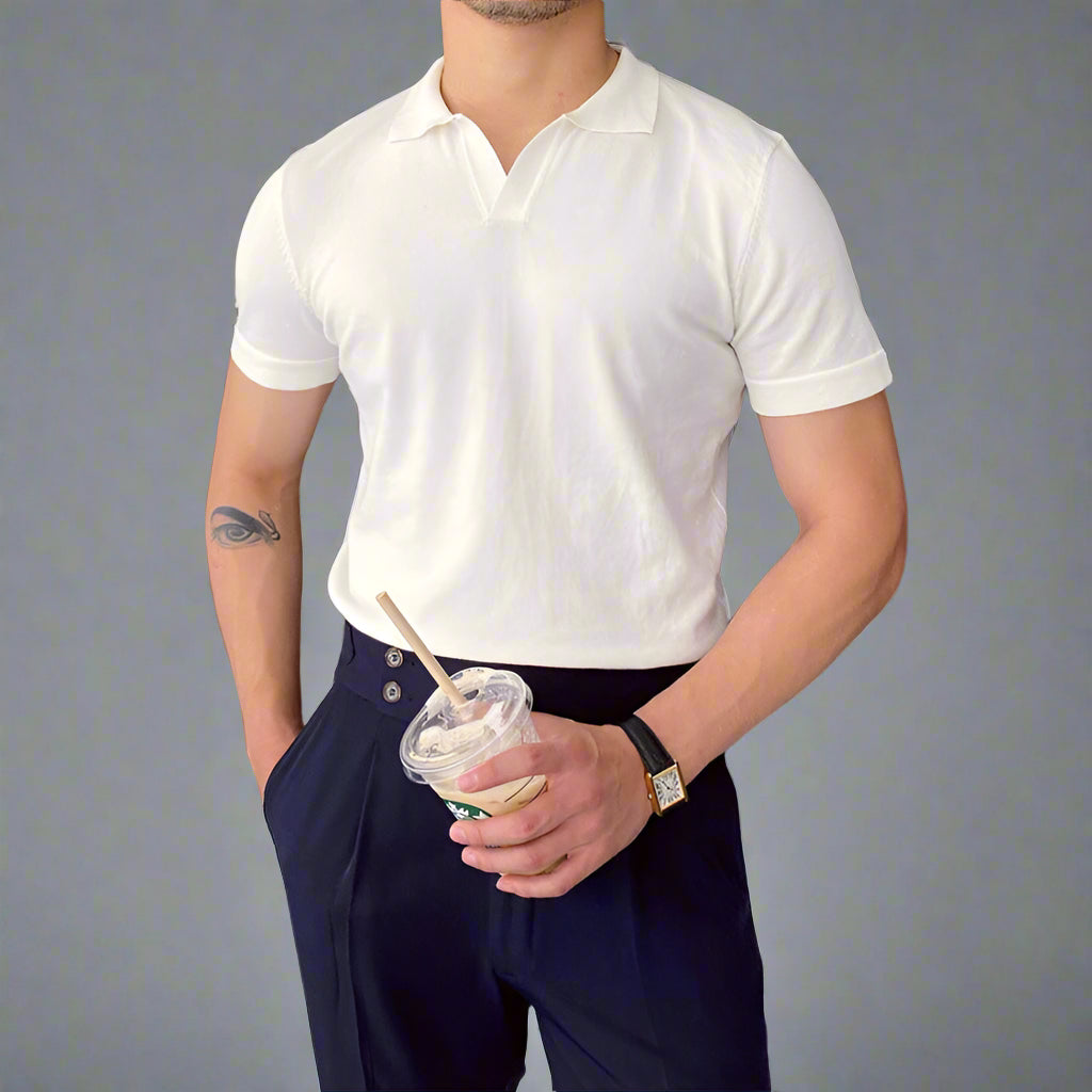 OLD MONEY V Collar Polo Shirt - WEAR OLD MONEY