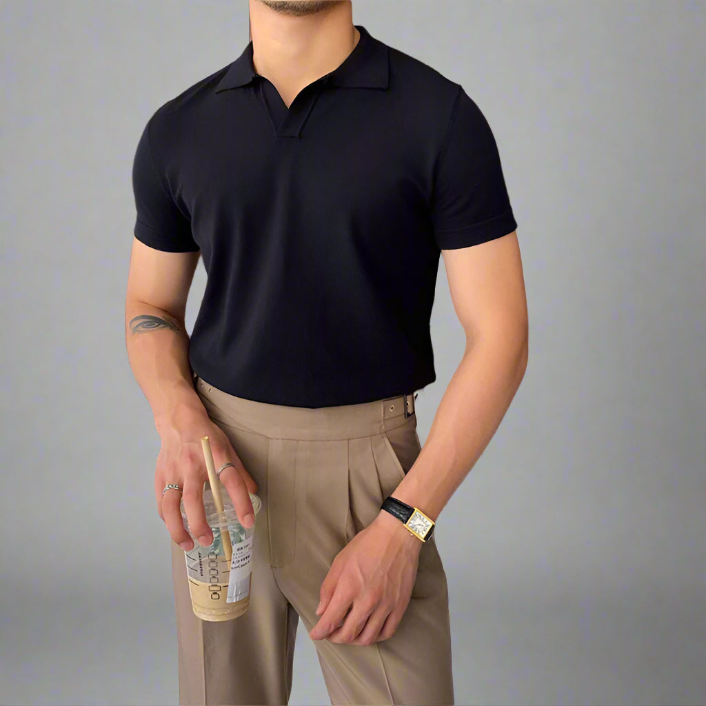 OLD MONEY V Collar Polo Shirt - WEAR OLD MONEY