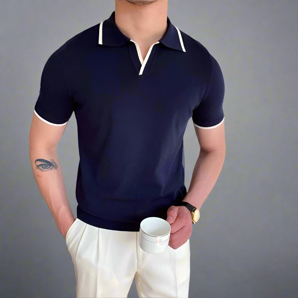 OLD MONEY V Collar Polo Shirt - WEAR OLD MONEY