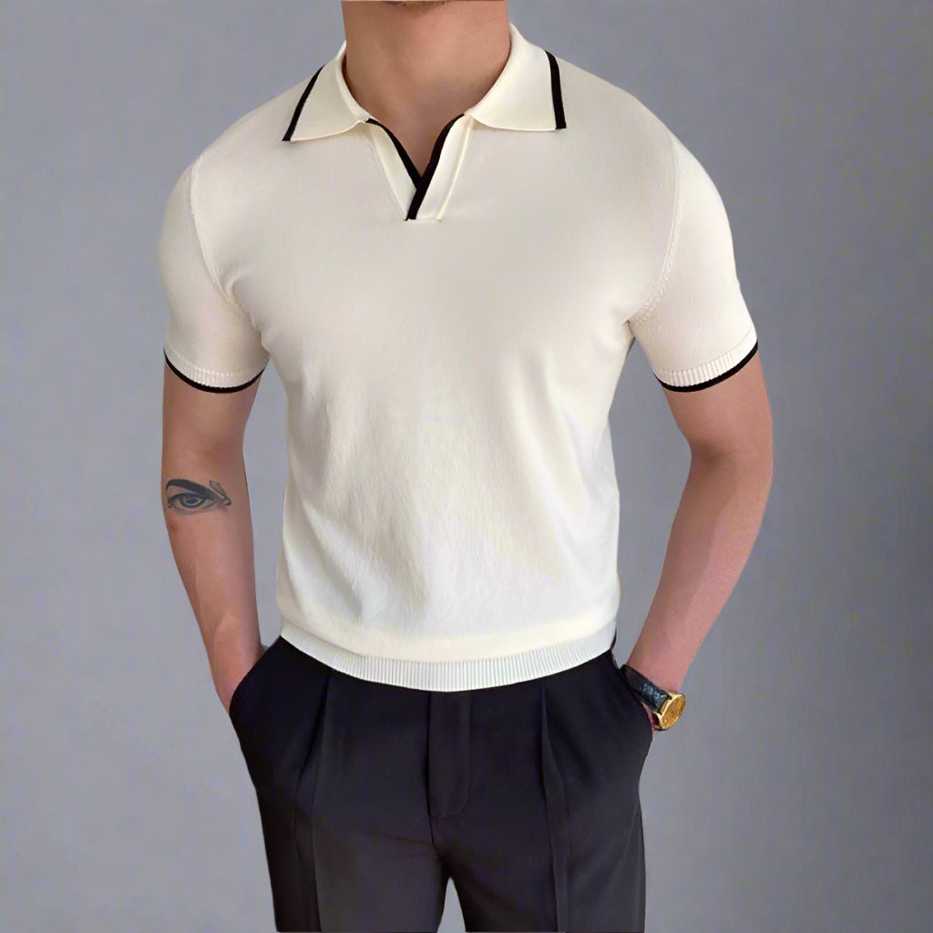 OLD MONEY V Collar Polo Shirt - WEAR OLD MONEY