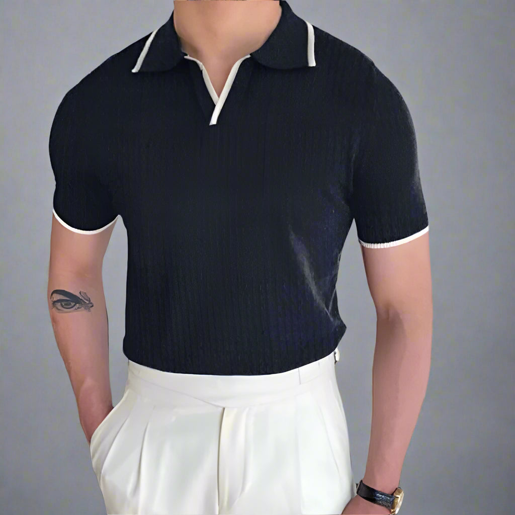 OLD MONEY V Collar Polo Shirt - WEAR OLD MONEY