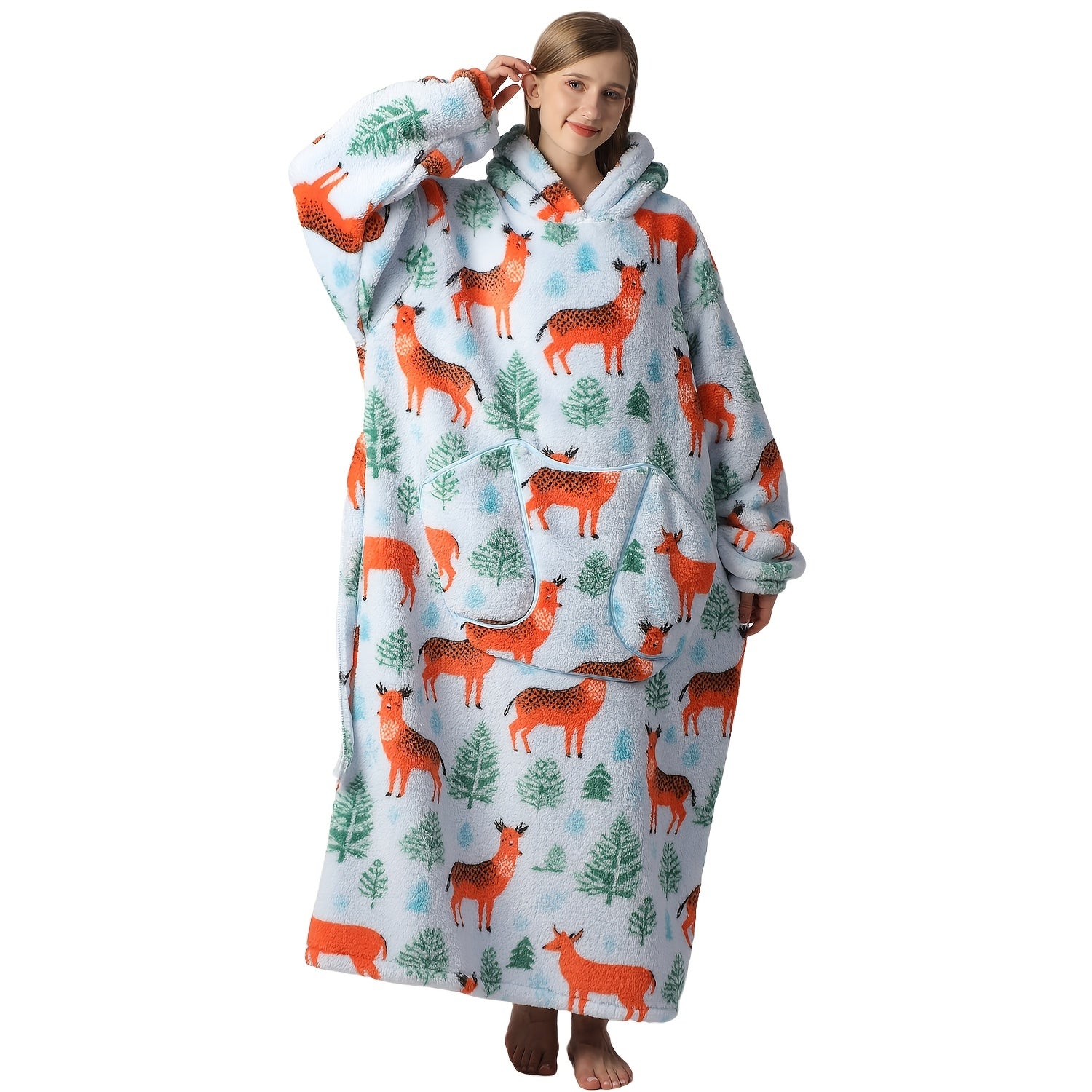 Oversized Blanket Hoodie Cozy Wearable Fleece Blanket