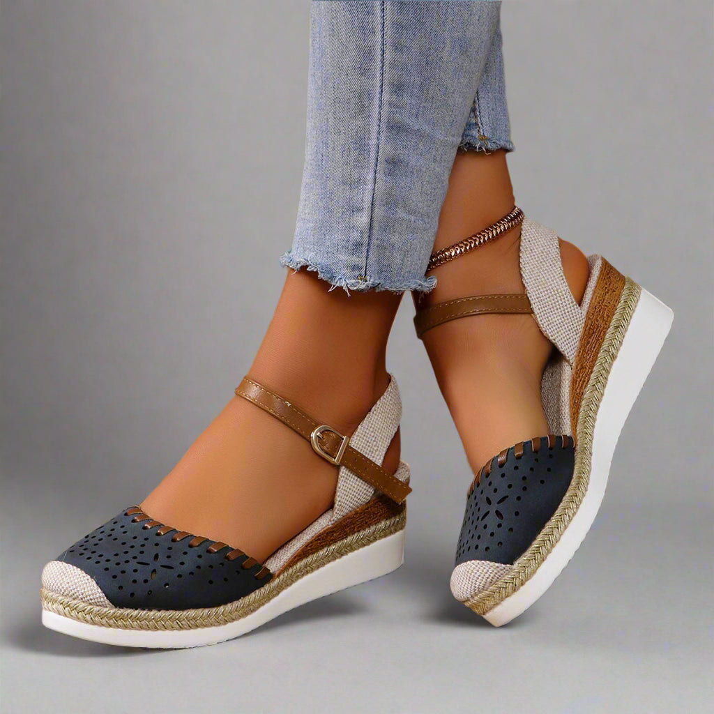 Women’s Comfortable Espadrille Sandals | Closed Toe Wedge Ankle Strap