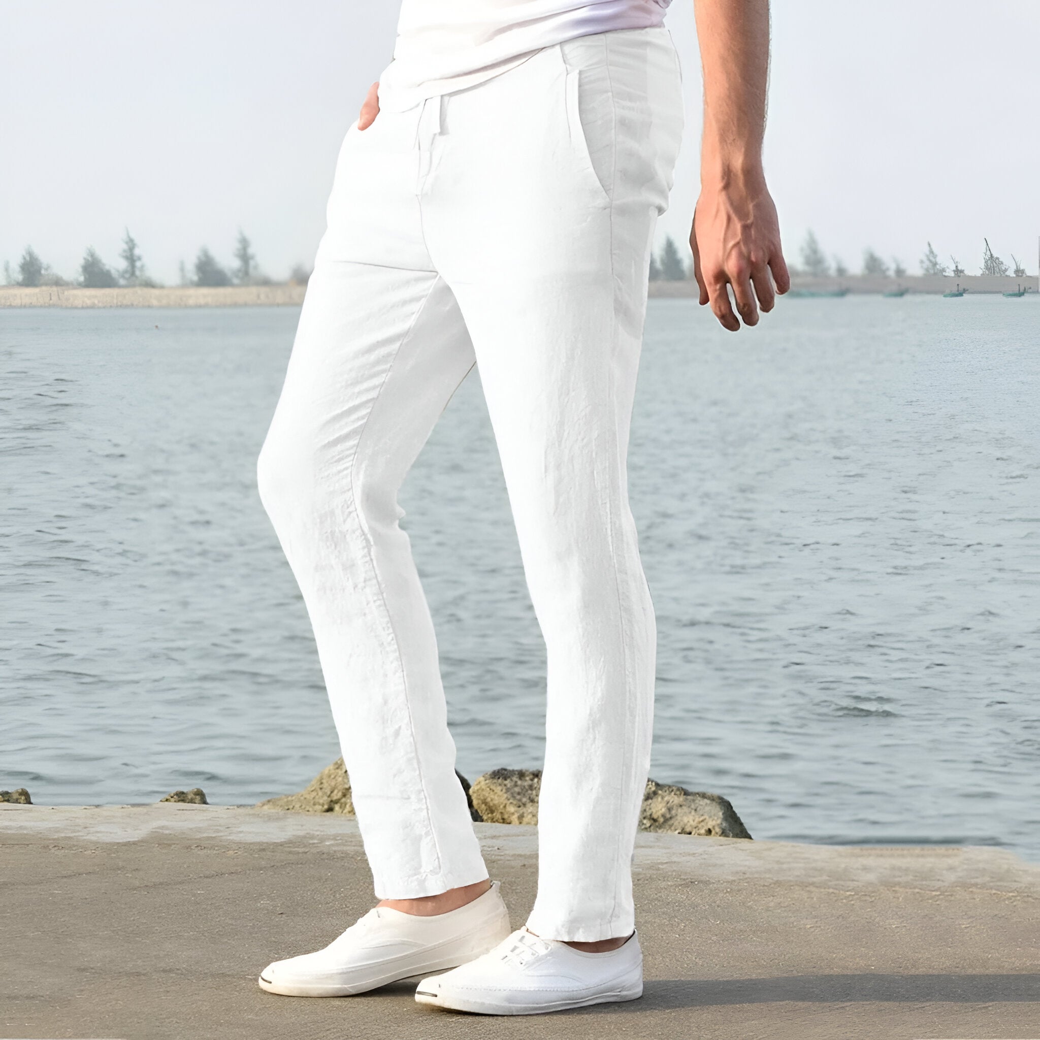 Men’s Linen Casual Pants | Lightweight Wide Leg Trousers