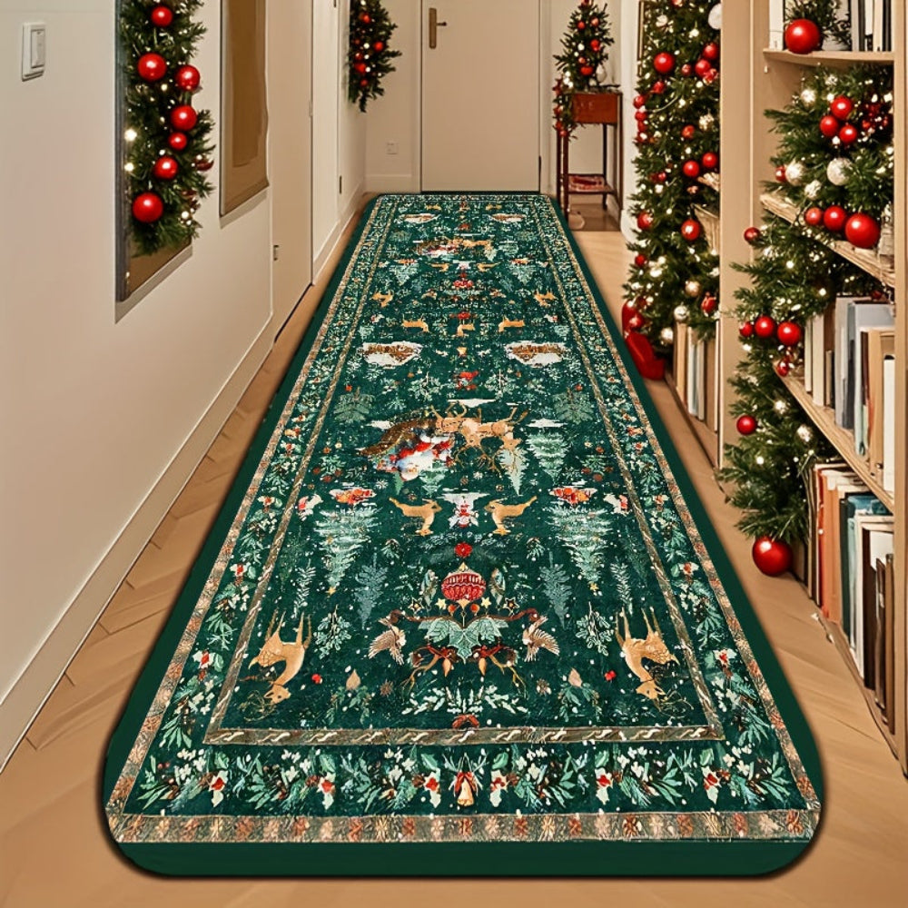 Christmas Rug Non-Slip Washable Runner Carpet Hallway Decor