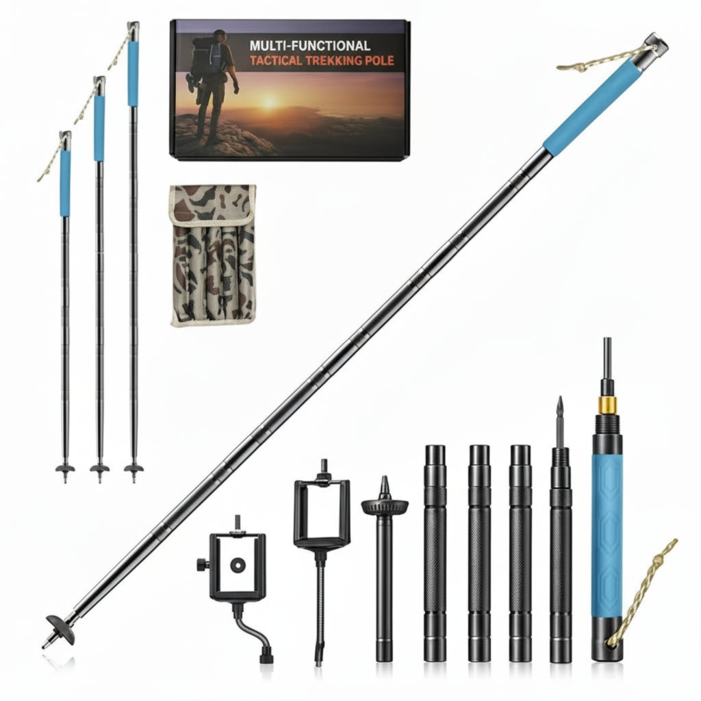 Hiking Pole Collapsible Carbon Fiber Trekking Stick Luminous Handle