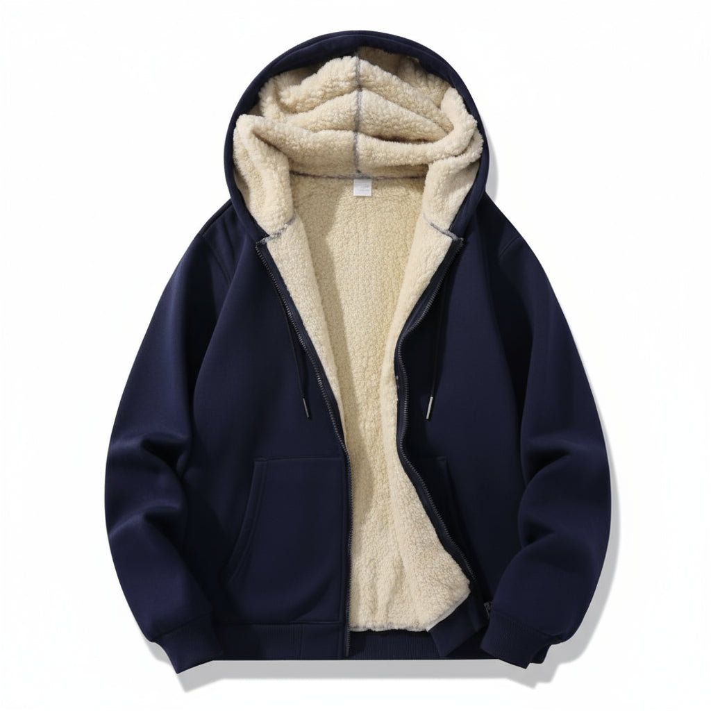 Unisex Fleece Pullover Sweater Warm Knit Zipper Hoodie