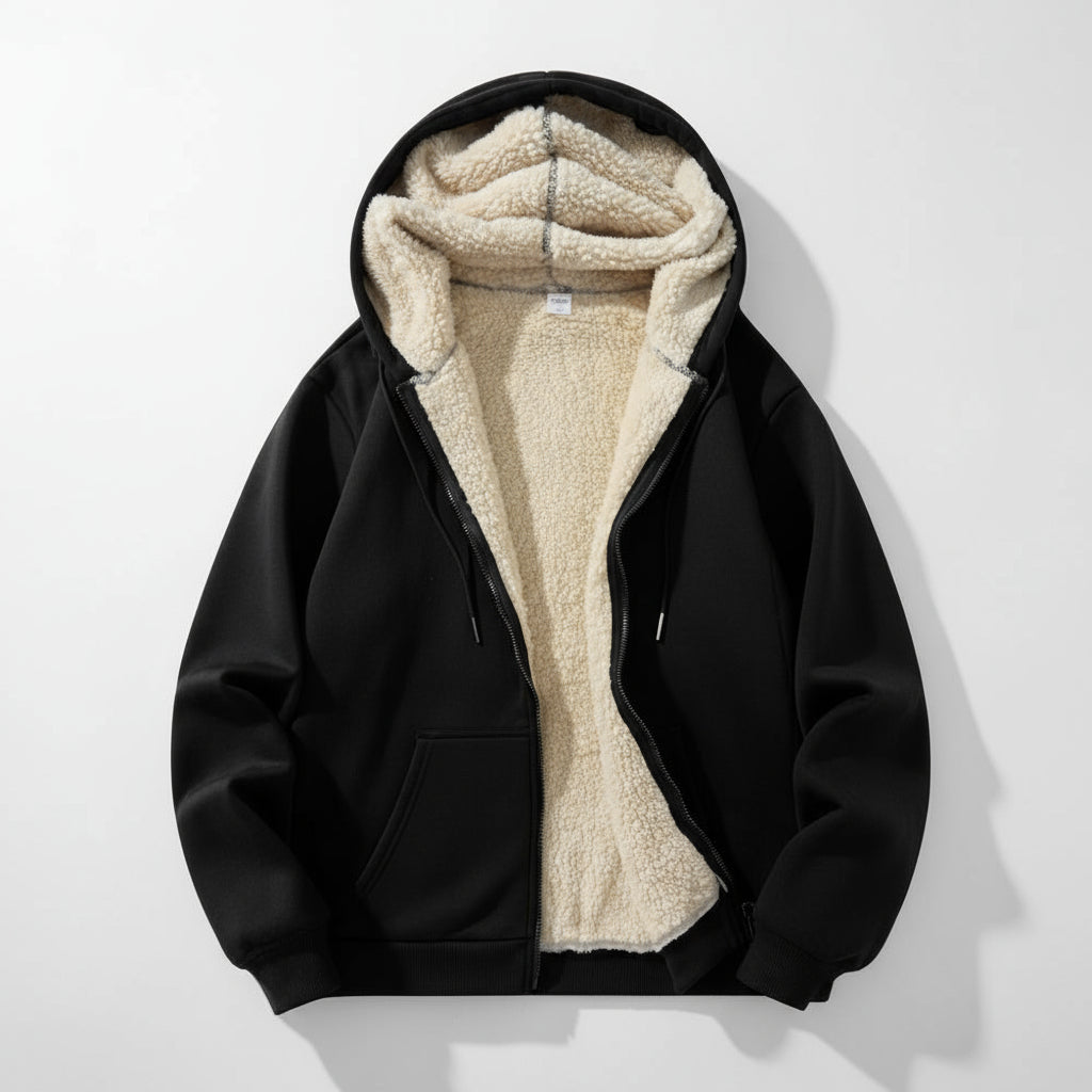 Unisex Fleece Pullover Sweater Warm Knit Zipper Hoodie