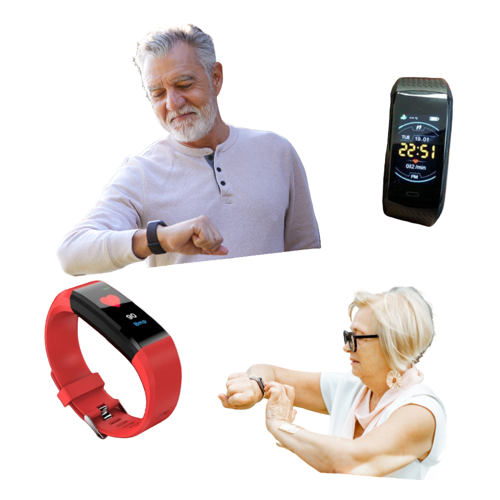 Smartwatch Seniors Heart Rate Monitor Waterproof Silicone