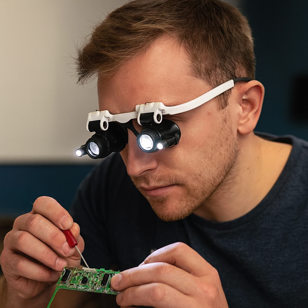 Magnifying Glasses LED Light Headband Craft Repair