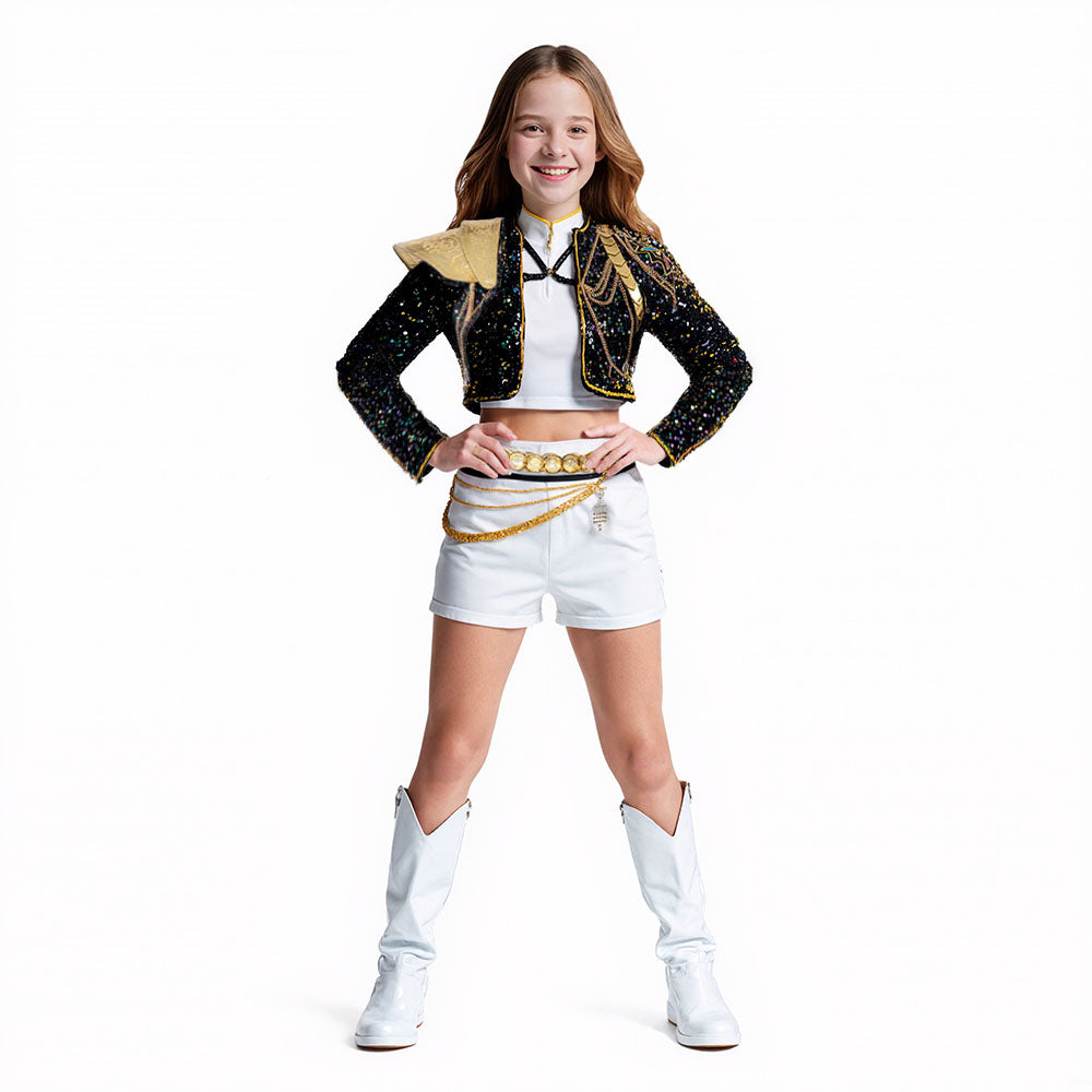 Halloween Costume Set Glitter Jacket Shorts