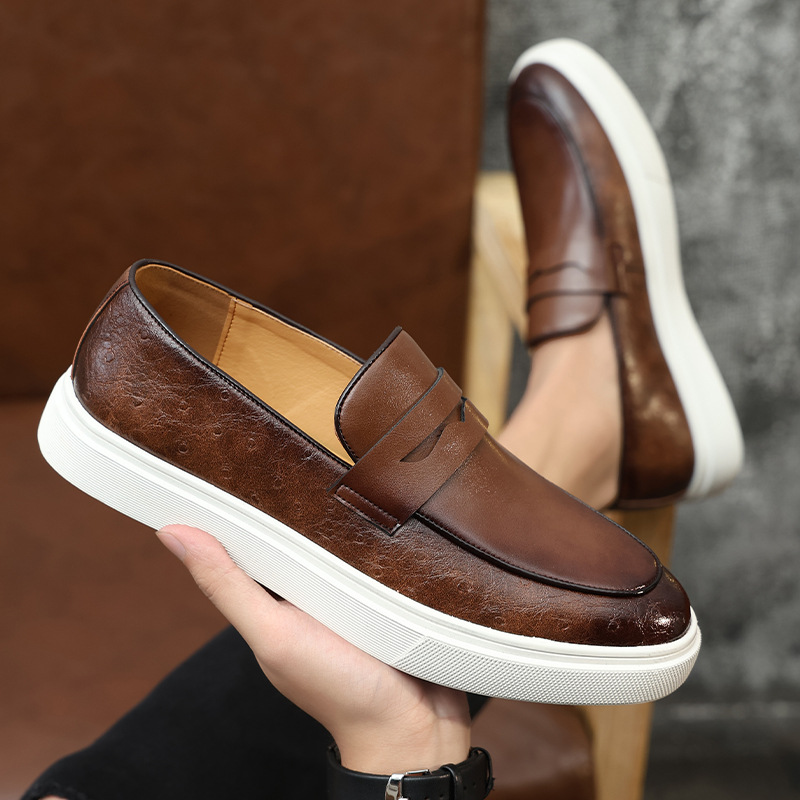 Men’s Leather Slip-On Loafers Shoes | Casual Sneaker Style