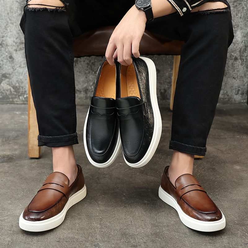 Men’s Leather Slip-On Loafers Shoes | Casual Sneaker Style