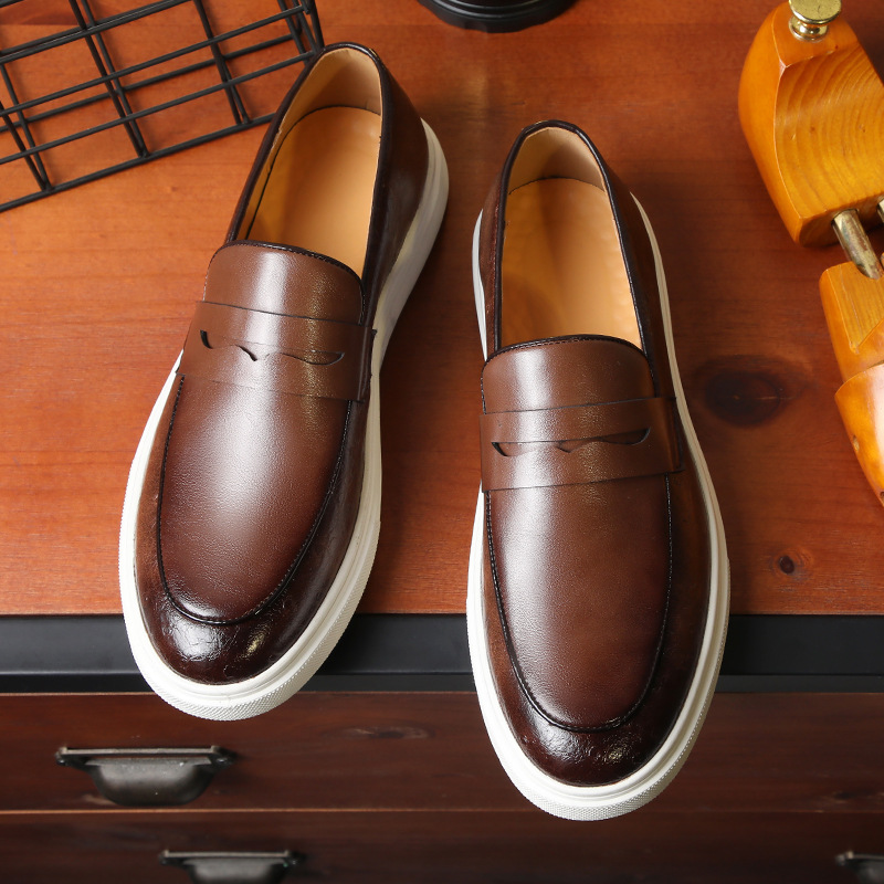 Men’s Leather Slip-On Loafers Shoes | Casual Sneaker Style