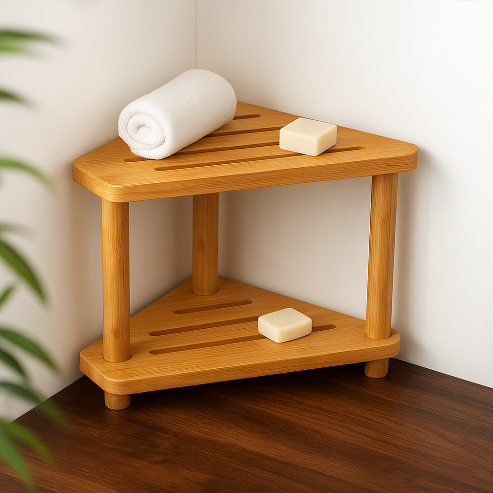 Teak Shower Bench Waterproof Durable Adjustable Storage Seat